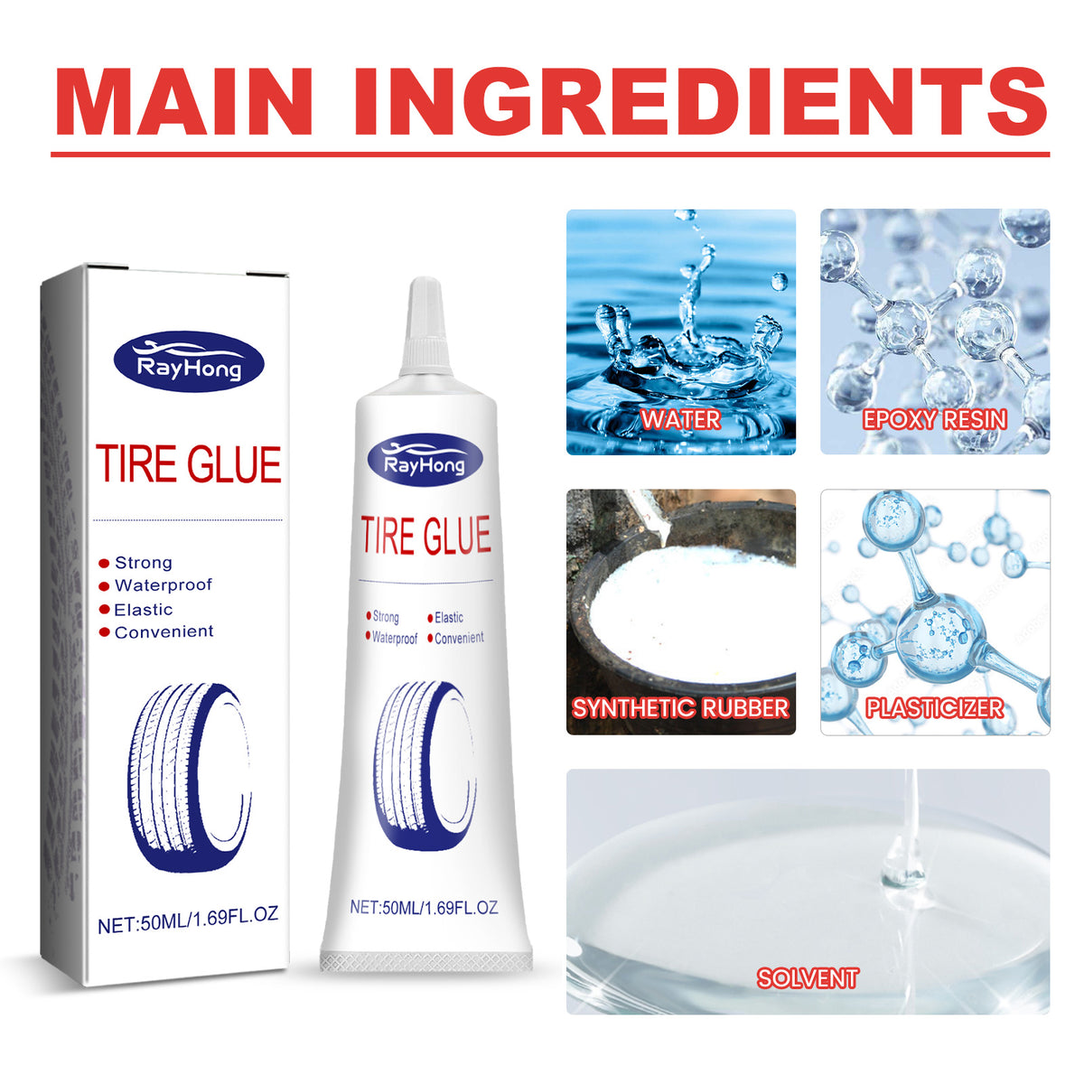 Tire Repair Glue 50ml | Waterproof Rubber Repair