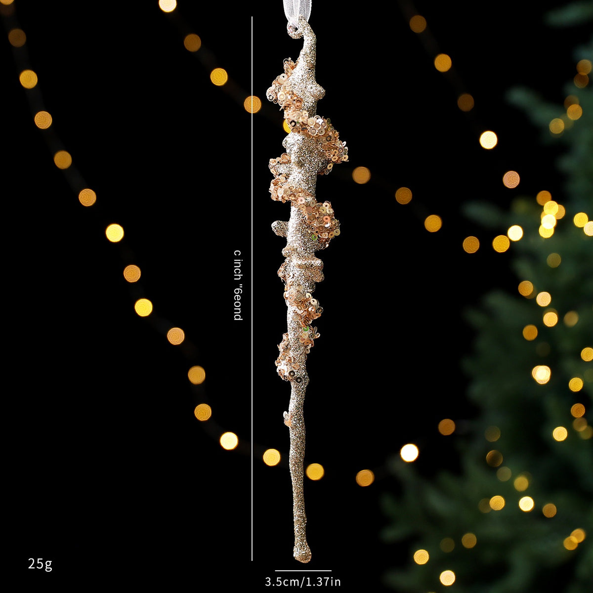 Christmas Tree Ornaments Champagne Gold Sparkling Decor