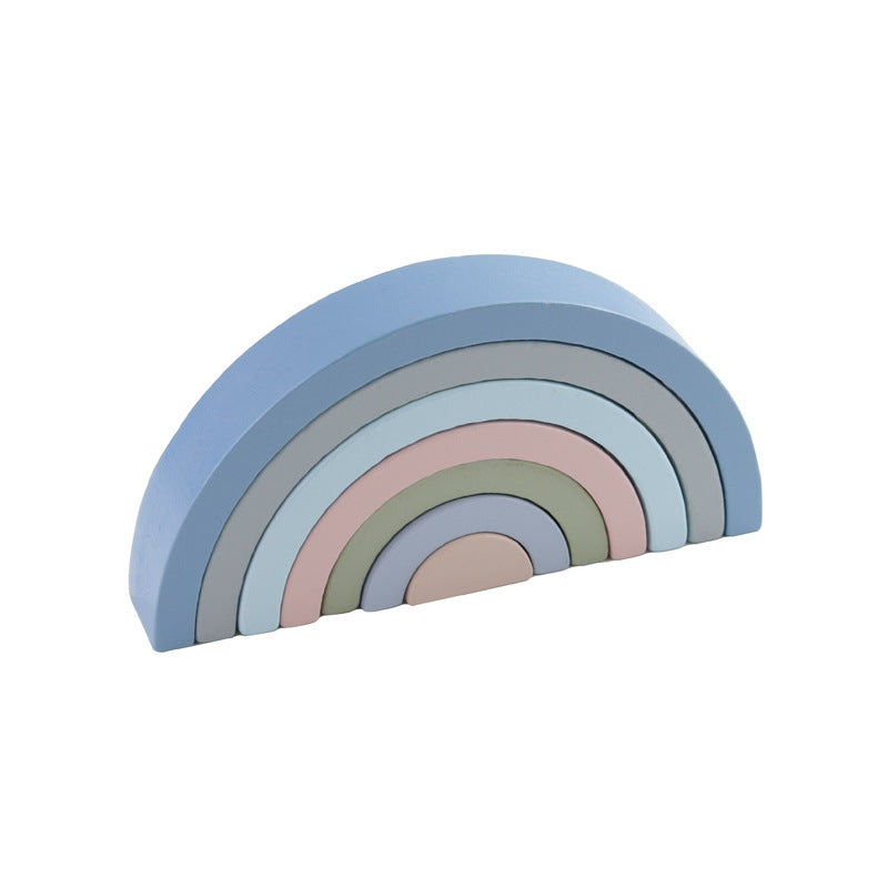 Wooden Rainbow Building Blocks for Color Learning Play