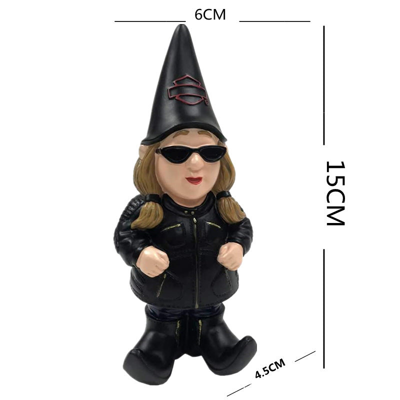 Motorcycle Biker Garden Gnome Pair for Outdoor Decor