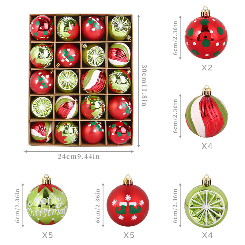 20-Piece Christmas Ball Ornament Set, 6cm Shatterproof
