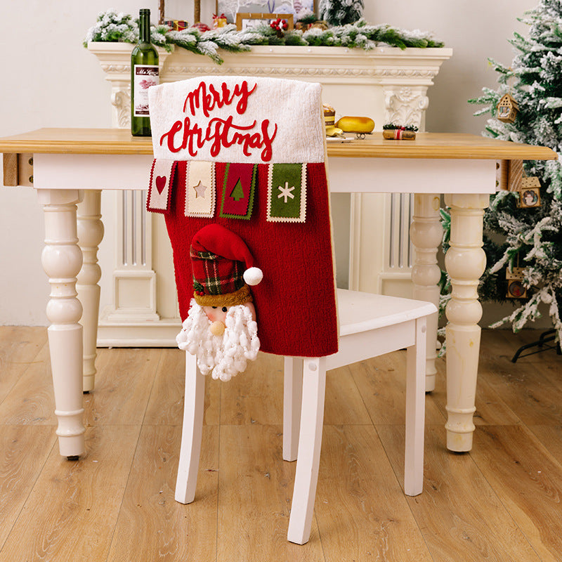 Christmas Chair Covers With 3D Snowman & Reindeer Decor