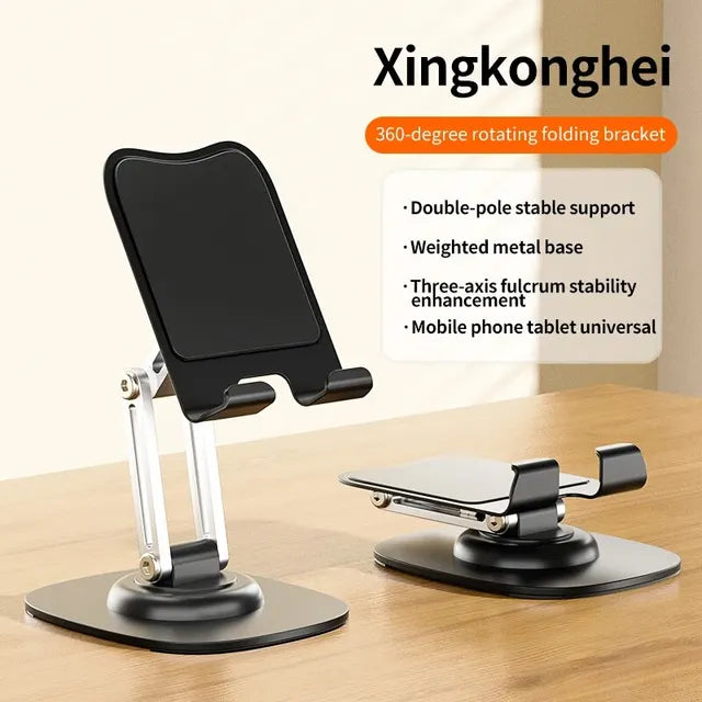 Phone Stand for Desk, 360° Rotating Aluminum Holder