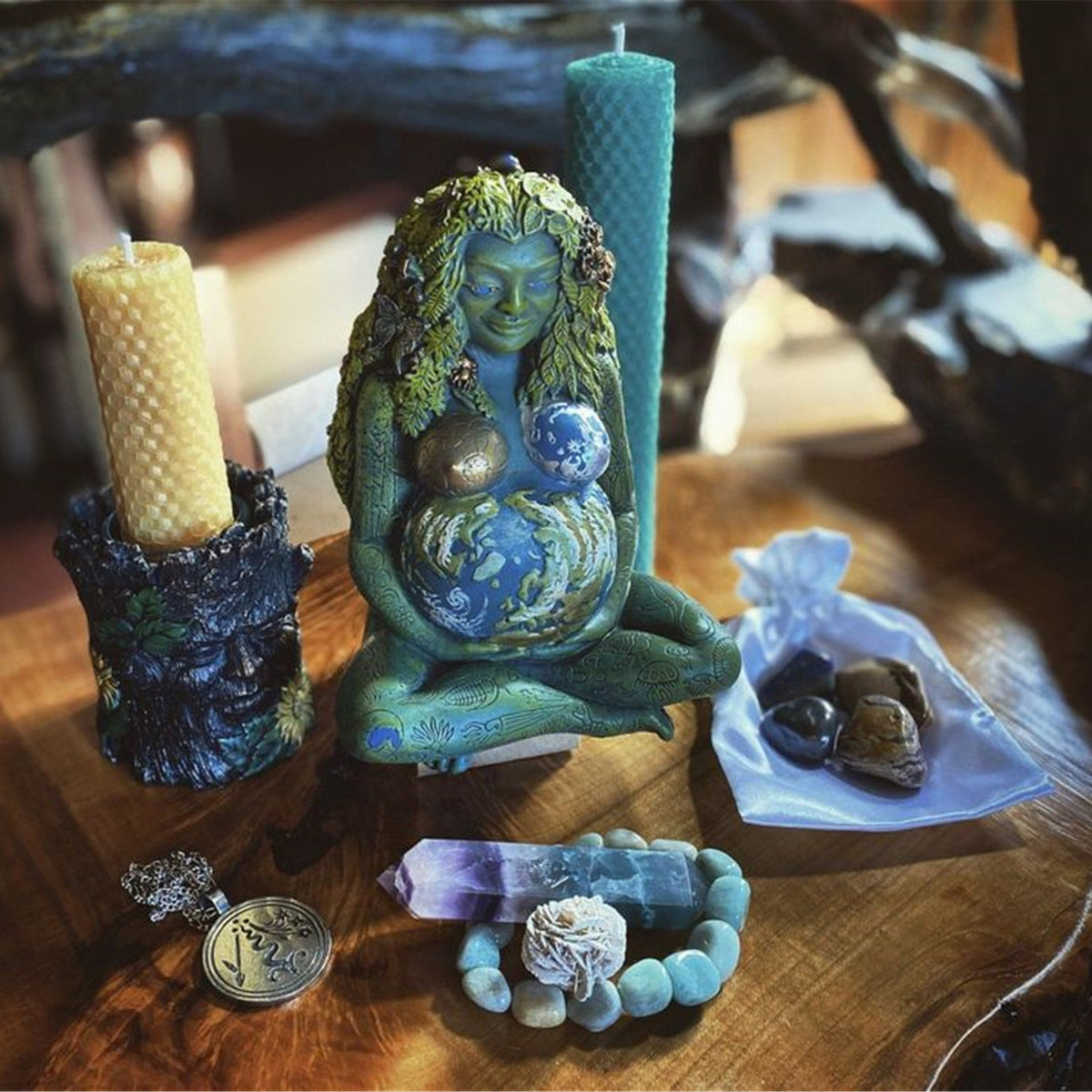 Outdoor Gaia Earth Mother Statue for Garden and Altar Decor