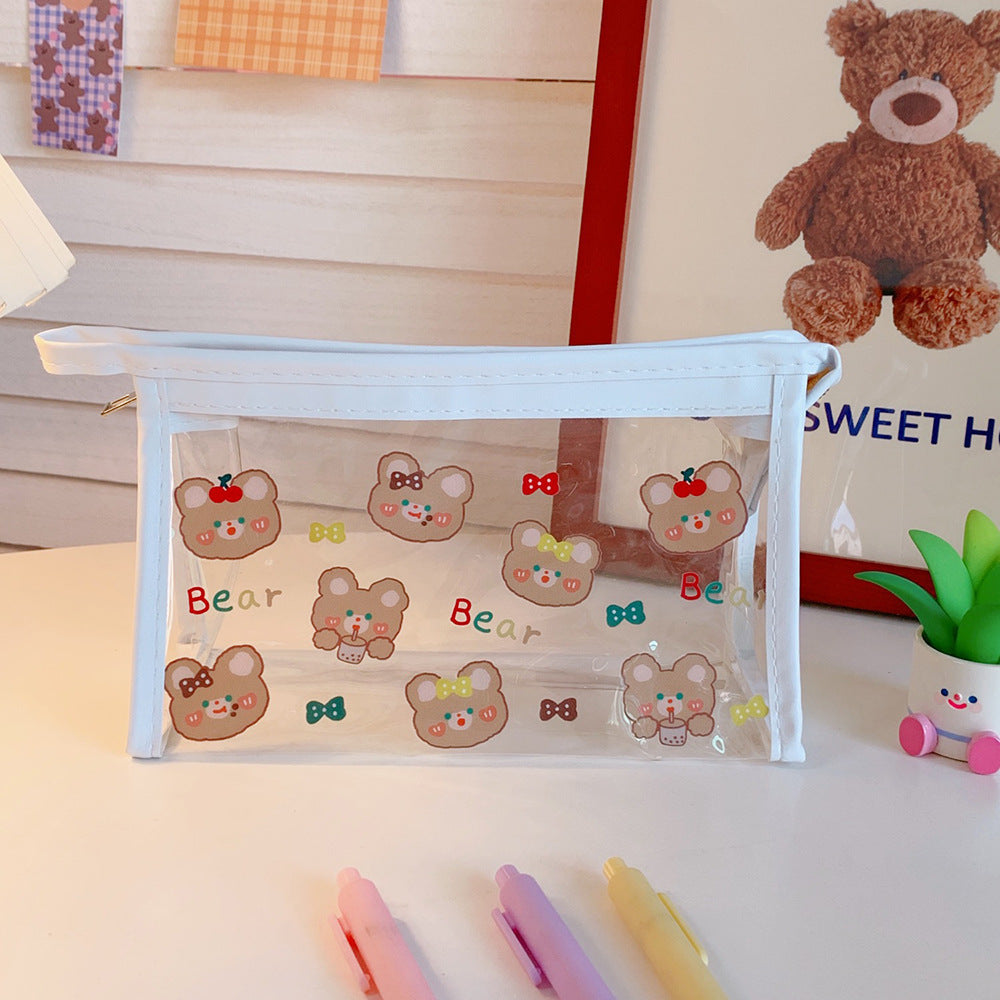 Clear Cute Bear Pencil Case, Large Capacity Pouch Bag