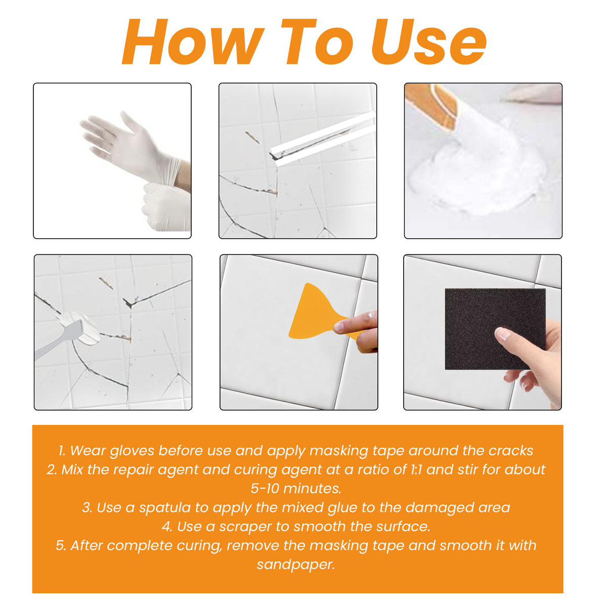 Tile Repair Paste Kit for Cracks, Chips, Pits & Holes