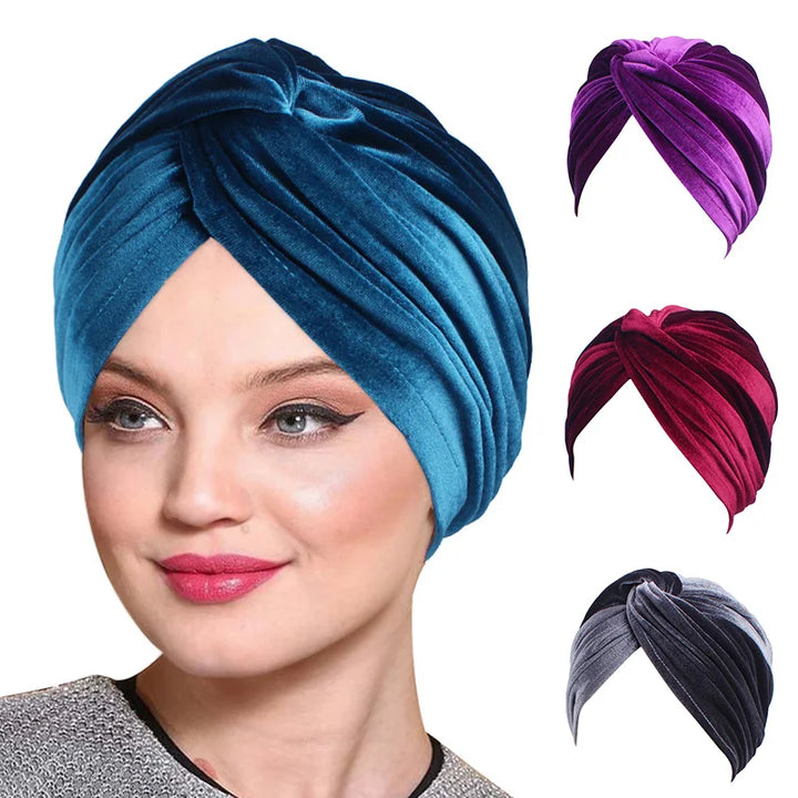 Velvet Turban Headband for Instant Elegant Coverage