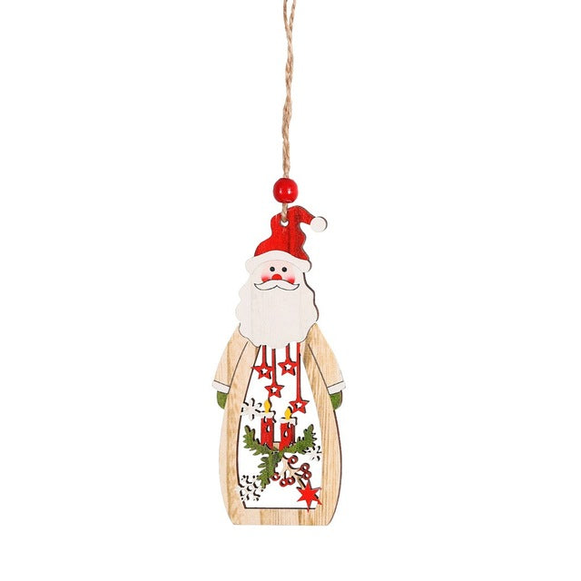 Wooden Christmas Ornaments Set of 3 Rustic Holiday Decor