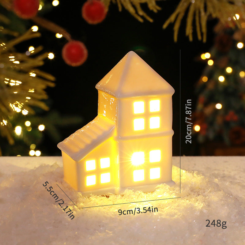 Nordic Ceramic Mini House With Warm Christmas LED Glow