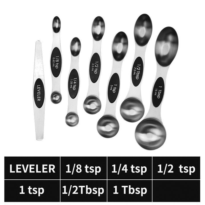 Magnetic Measuring Spoon Set, Stainless Steel Double-Ended