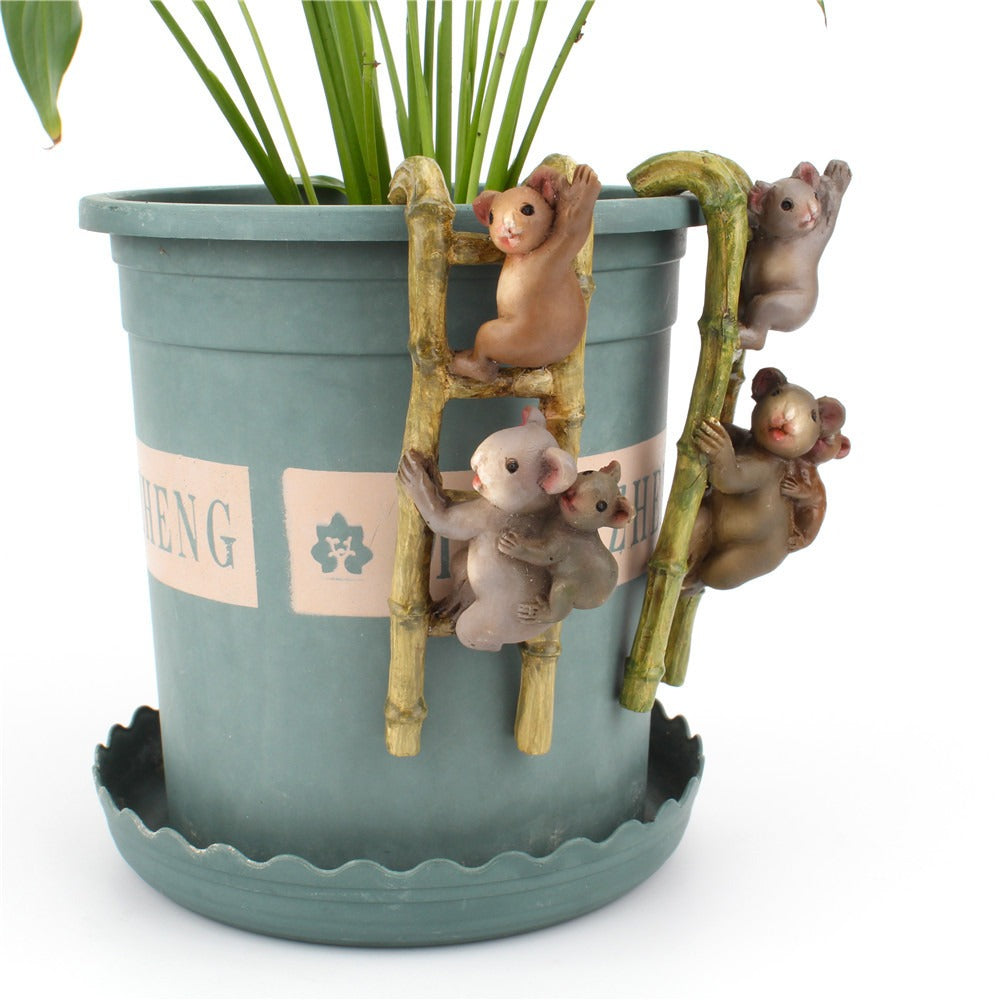 Climbing Koala Ladder Clip-On Plant Pot Ornament Decor