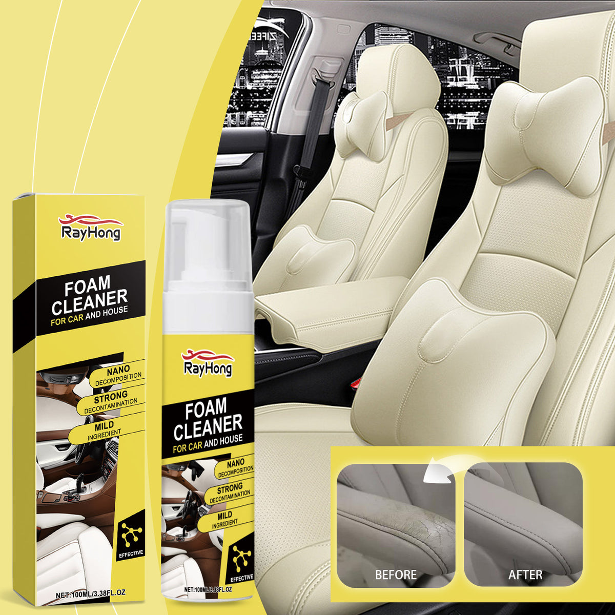 Car Interior Foam Cleaner for Stubborn Dirt & Stains