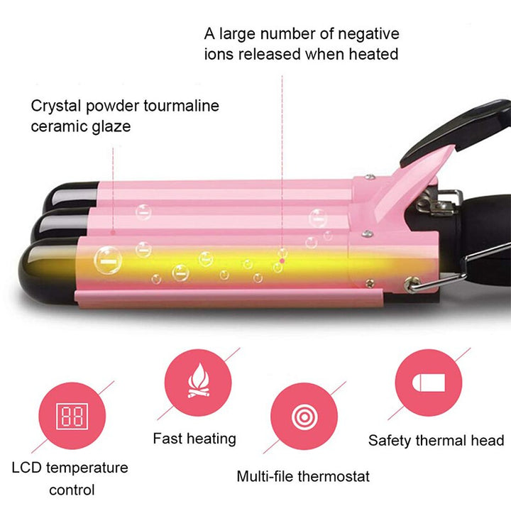 Triple Barrel Hair Waver for Glossy, Voluminous Waves