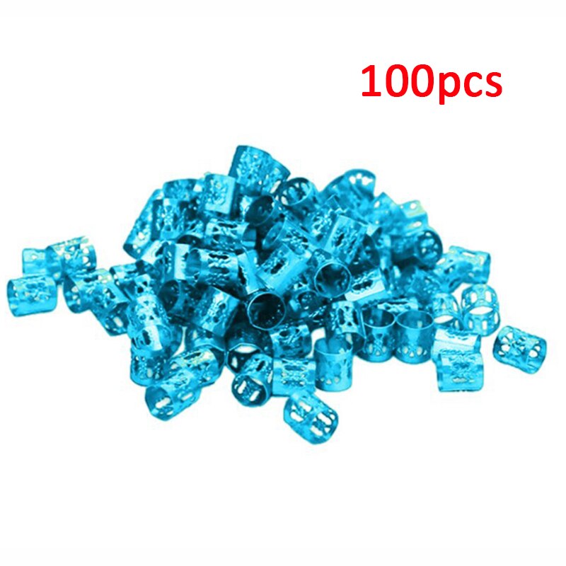Hair Braid Cuffs: 100 Colorful Adjustable Rings Set