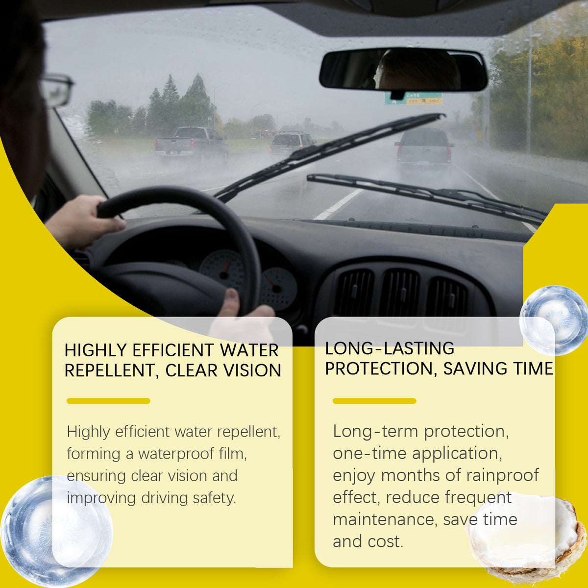 Car Glass Rain Repellent Spray for Clearer Driving Vision