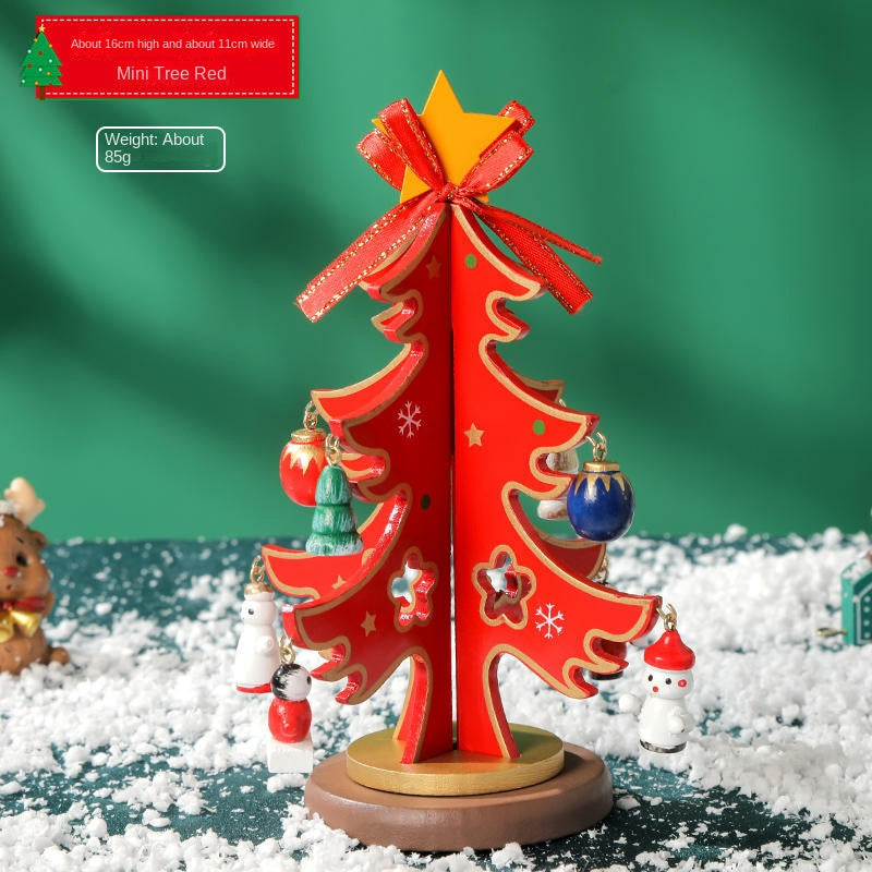 Mini Wooden Christmas Tree Decor for Small Spaces & Shelves