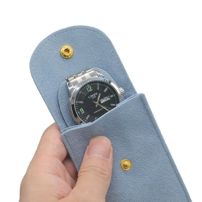 Velvet Watch Pouch with Snap Button, Scratch-Resistant