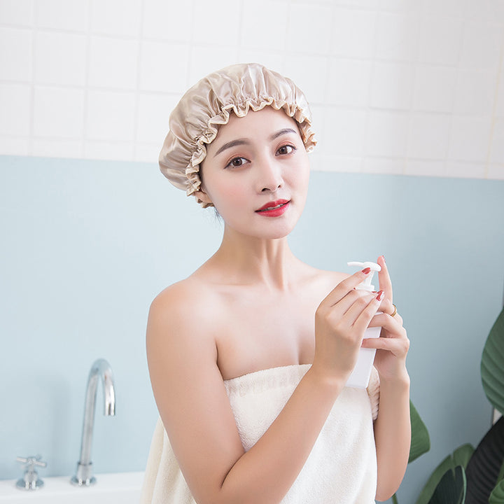 Waterproof Shower Cap for Women: Reusable Double Layer