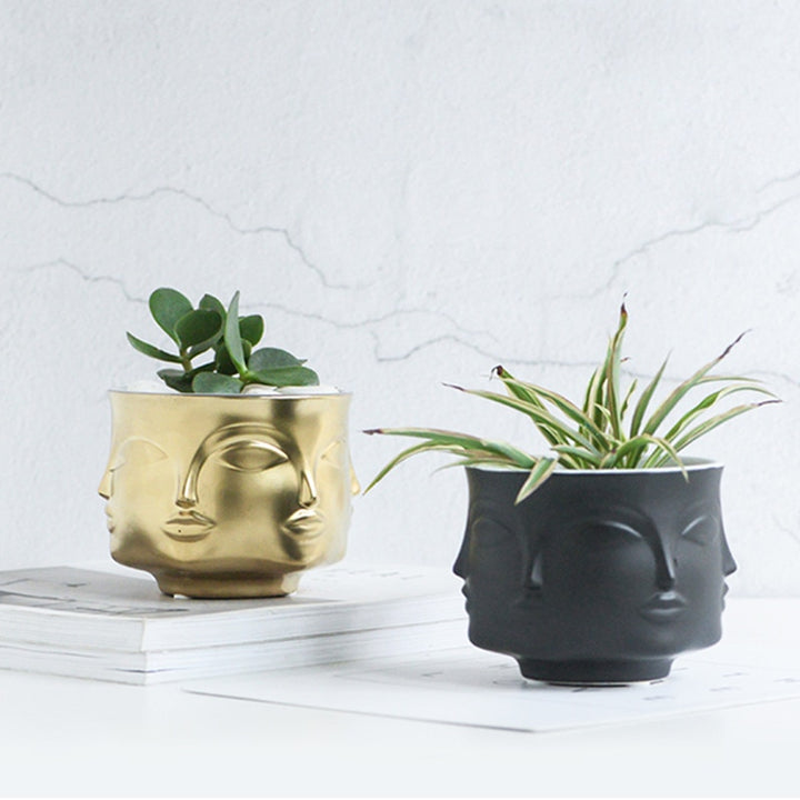 Face Planter Vase for Succulents, Modern Ceramic Decor