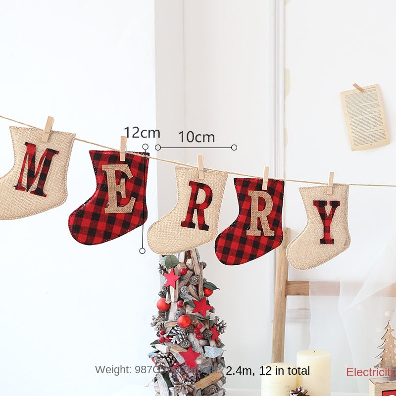Christmas Stocking Banner for Rustic Holiday Mantels