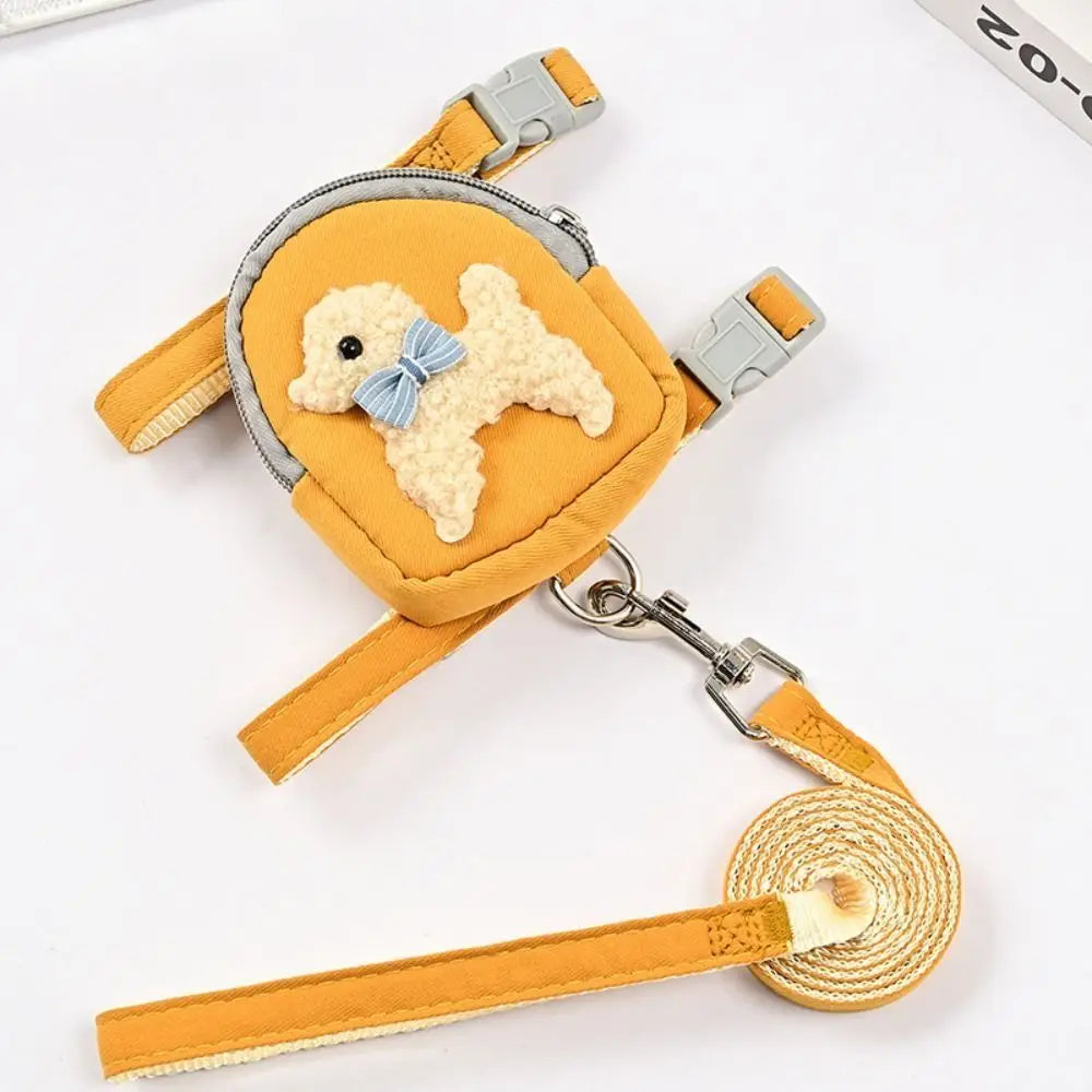 Adjustable Dog Vest Harness With Backpack and Leash Set