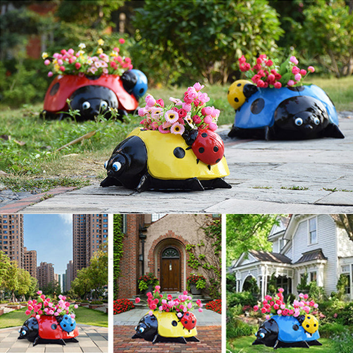 Ladybug Flower Planter for Garden Decor & Patio Art