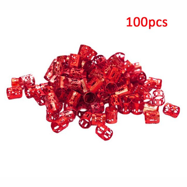 Hair Braid Cuffs: 100 Colorful Adjustable Rings Set