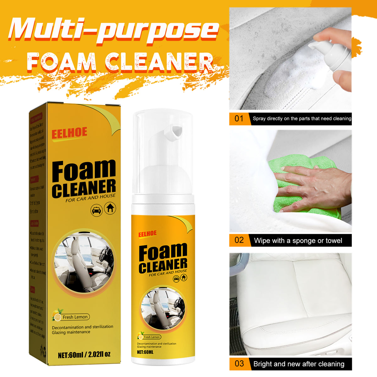 Automotive Foam Cleaner for Leather & Interior Care