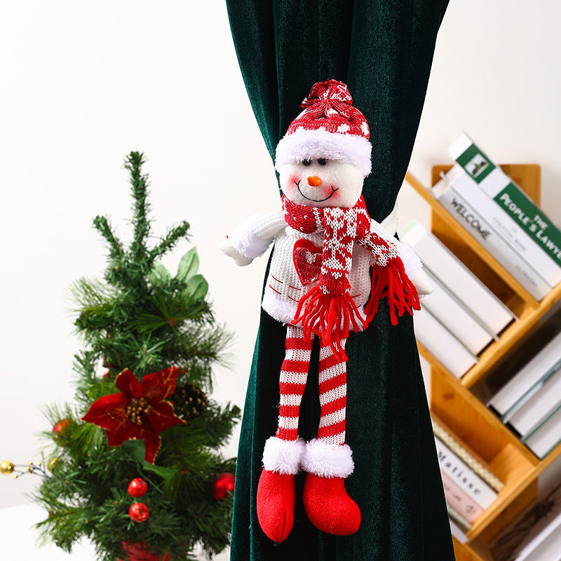 Knitted Santa Curtain Pendants – Set of 3 Christmas Decor
