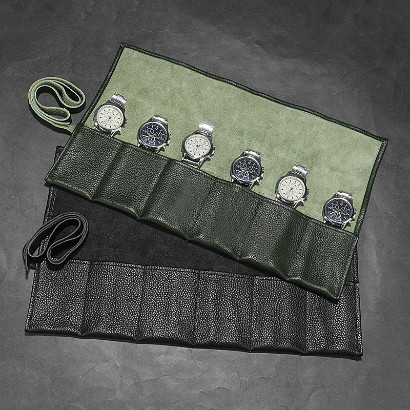 Anti-Scratch Foldable Watch Roll Case for 6 Watches
