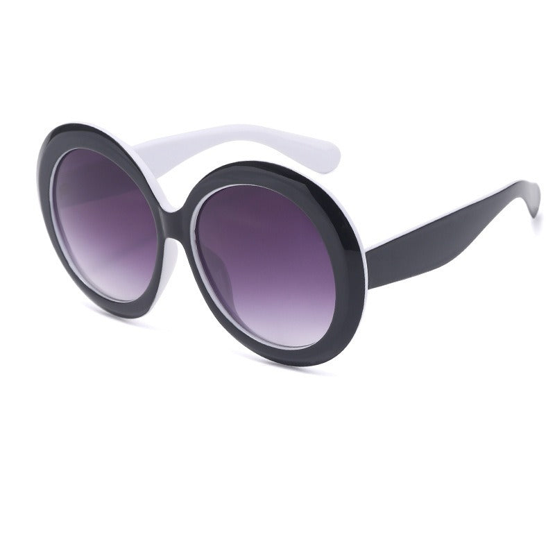 Oversized Round Sunglasses With Dual-Color Frames for Women