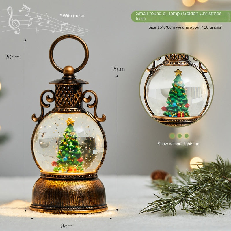 Christmas LED Mini Oil Lamp Snow Globe Decoration