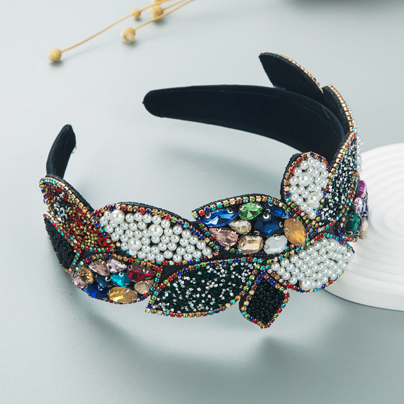 Baroque Rhinestone Pearl Headband for Statement Style
