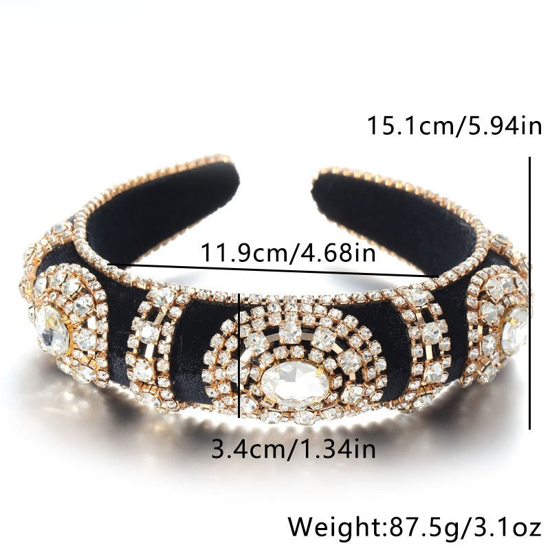 Velvet Rhinestone Headband for Glamorous Retro Style