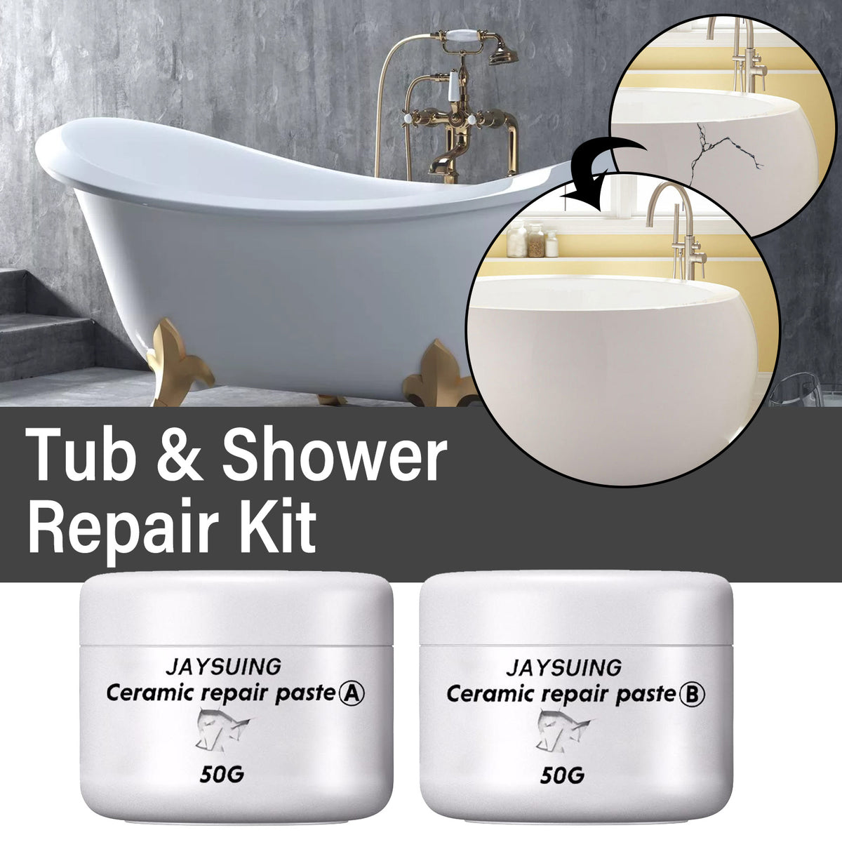 Ceramic Repair Paste Kit for Bathroom Fixture Chips