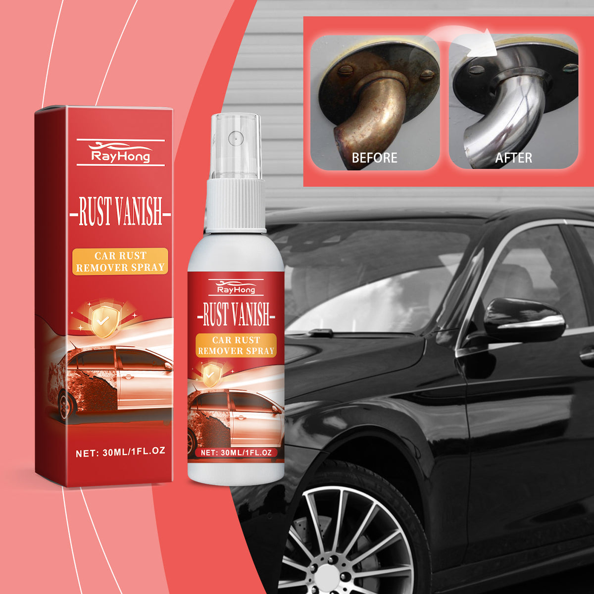 Car Rust Remover Spray for Fast Paint Decontamination