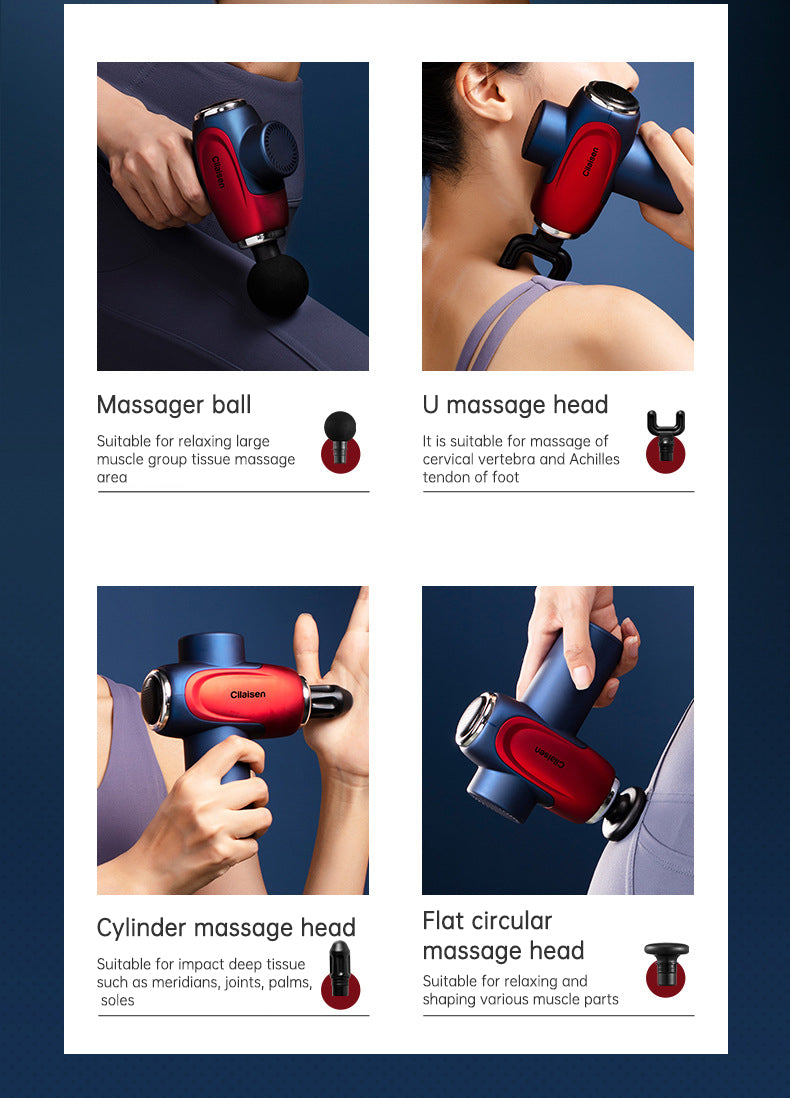 CP‑F10 Fascia Gun — Deep Tissue Massager with 4 Heads & USB‑C