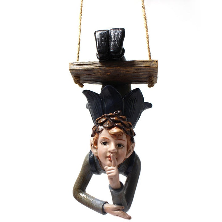 Garden Decor Inverted Elf on Swing for Outdoor Charm