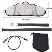 Portable adults neck hammock with contoured memory foam design, gray heathered fabric, showing 50cm width and 20cm height dimensions