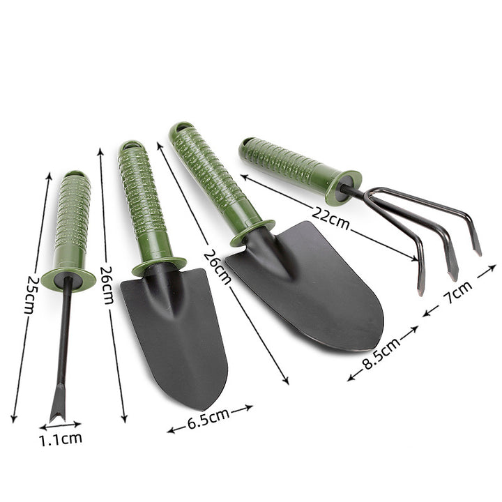 Garden Hand Tool Set: 4-Piece Shovel, Trowel, Weeder, Rake