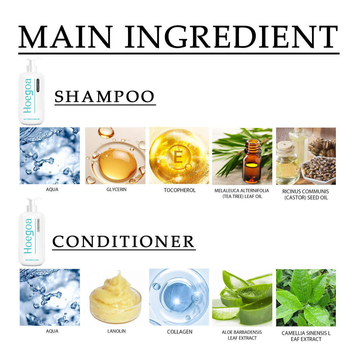 Tea Shampoo And Conditioner Set For Damaged Hair Care