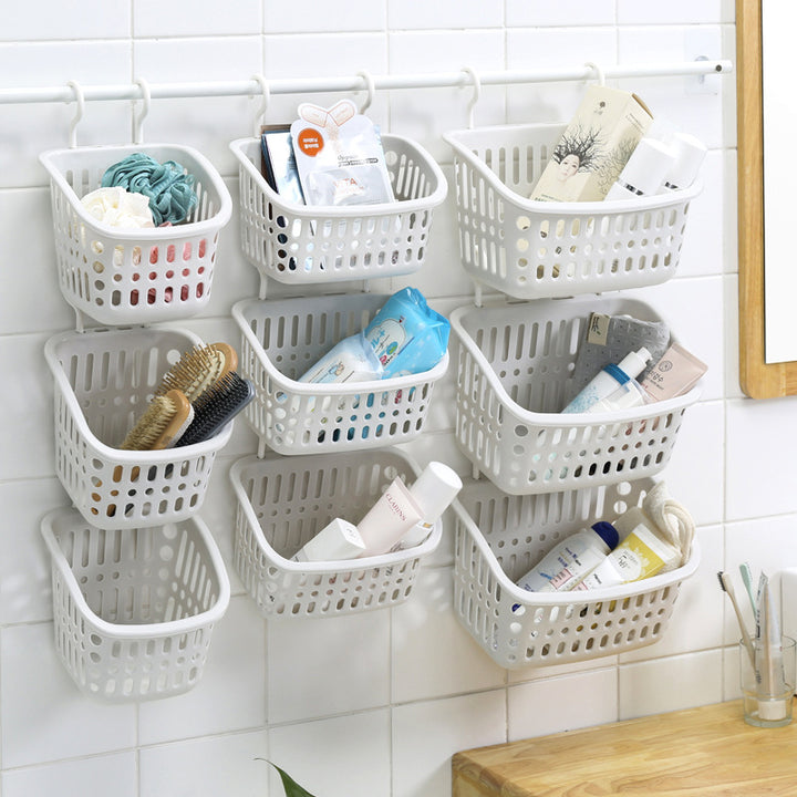 Over-Rail Hanging Bathroom Basket for Toiletry Storage