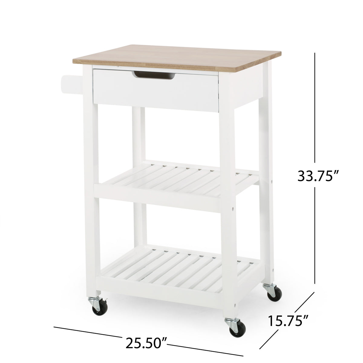 Kitchen Cart with Wood Top, Drawer and Wheels