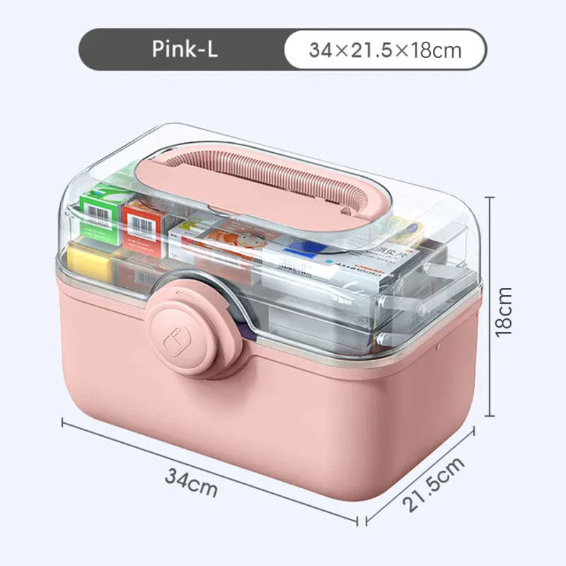 Clear-Lid Family Medicine Organizer with Fold-Out Trays