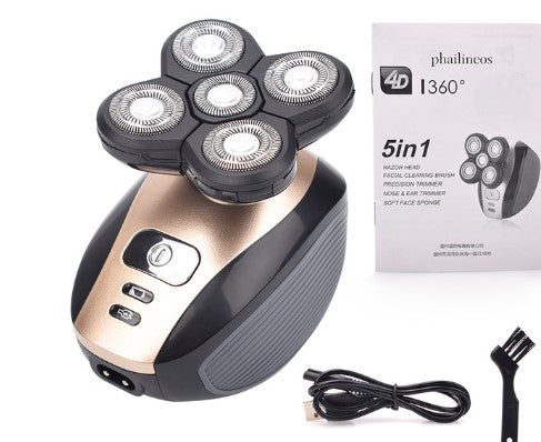 5-Head Shaver 5-in-1 Wet & Dry Grooming Kit for Men