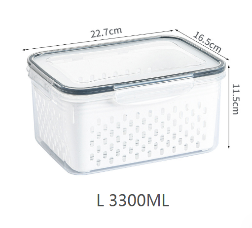 Fruit and Vegetable Fridge Storage Box With Drain Basket