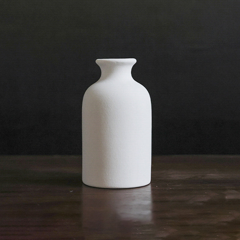 Matte White Ceramic Vase for Dried Flowers, Nordic Style