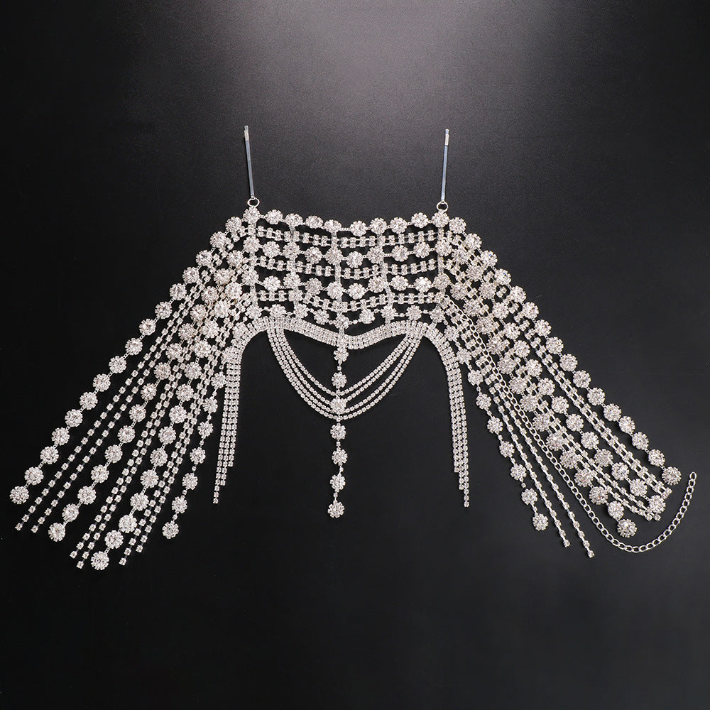 Bridal Hair Chain With Crystal Forehead Draping Jewelry