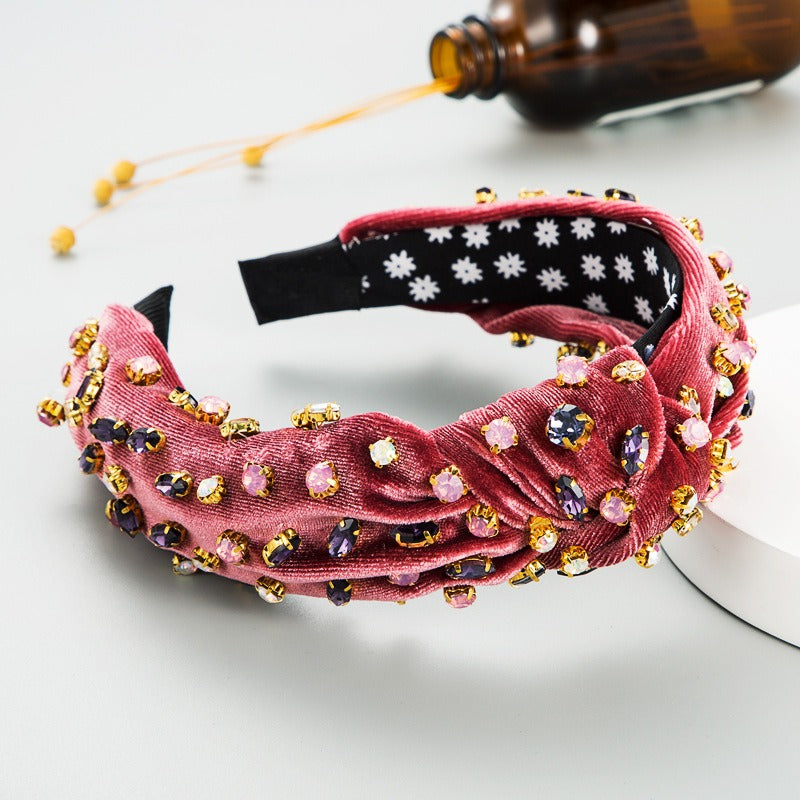 Velvet Rhinestone Headband for Glamorous Party Styling