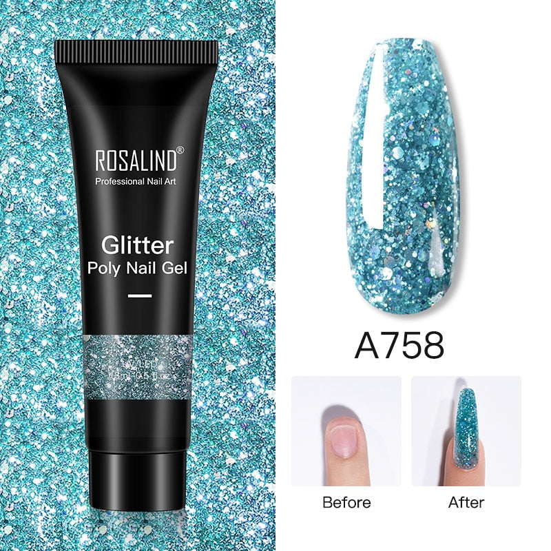 Glitter Poly Nail Gel Extensions for Salon-Style Sparkle